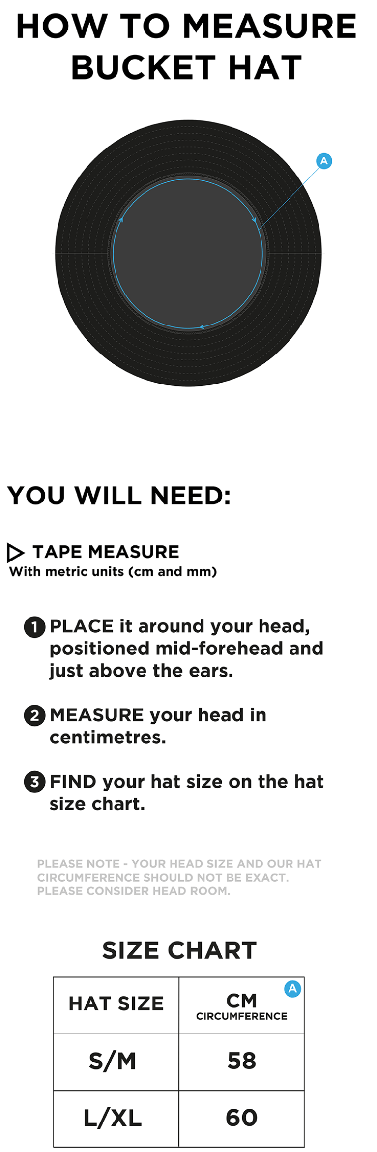 WYRE CC Dual Bucket Hat - Red - Size Guide