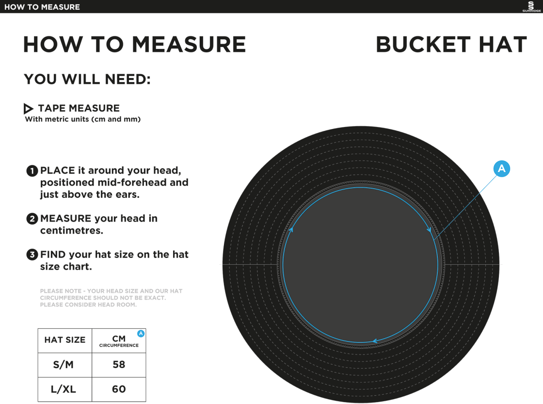 WYRE CC Dual Bucket Hat - Red - Size Guide